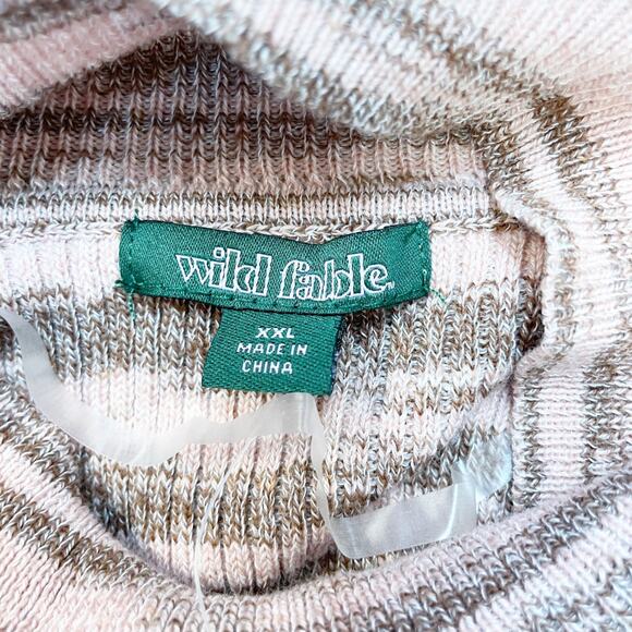 Wild Fable NWOT XXL Pink & Brown Striped Cut Out Long Sleeve Turtleneck Sweater - Picture 4 of 5